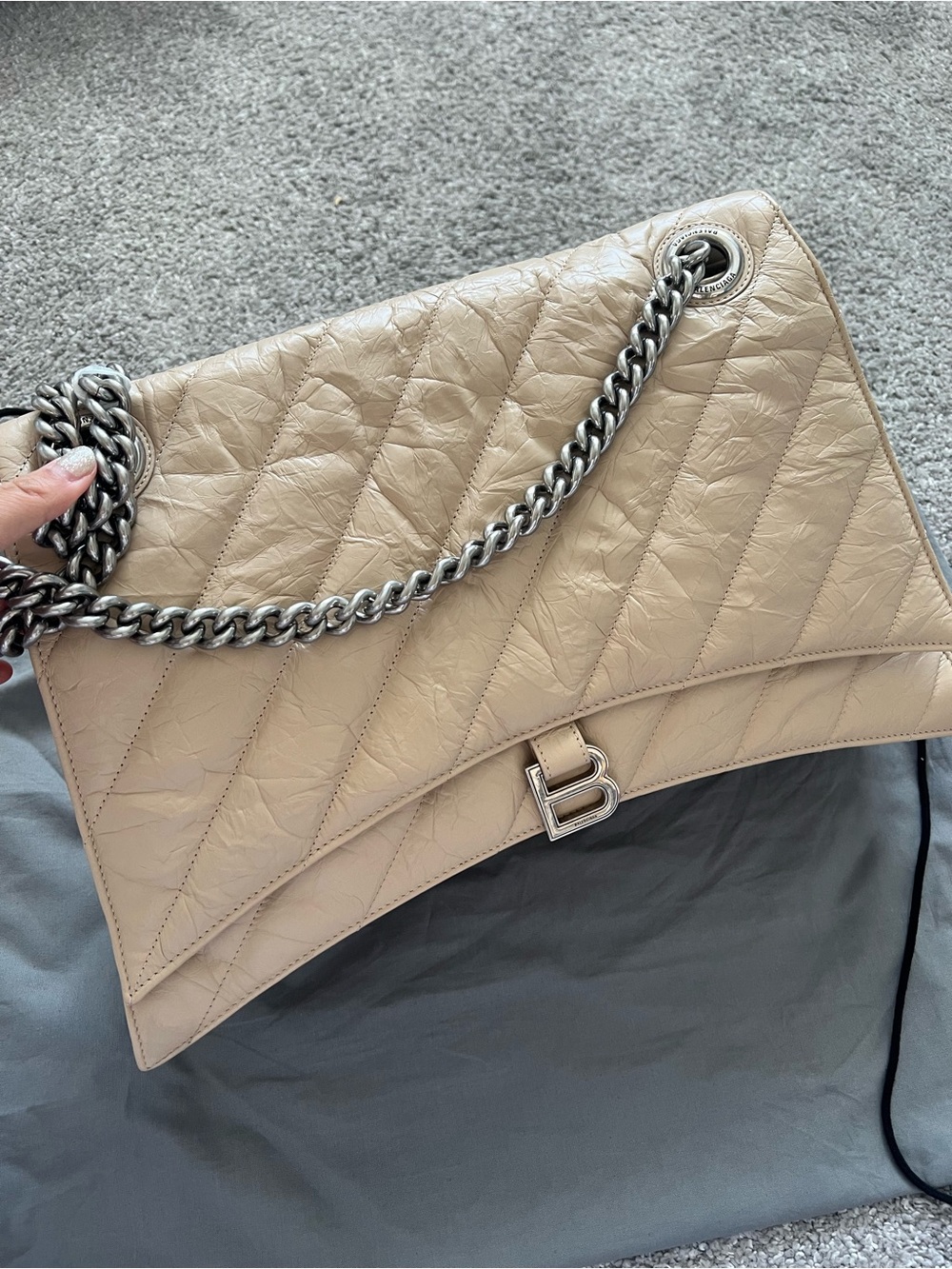 Balenciaga large crush Quilted chain bag Shoulder Bag with Silver Chain NWOT